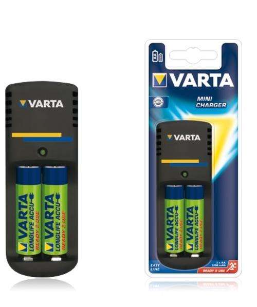 VARTA Easy Line Mini Battery Charger - Charge AA & AAA (2 x AA 2500mAh batteries included)