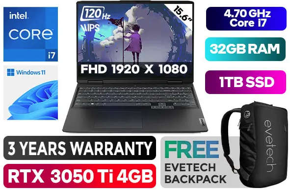 Lenovo IdeaPad Gaming 3  12th Gen i7-12700H Nvidia RTX 3050Ti 32GB RAM 120Hz FHD 1TB NVMe SSD