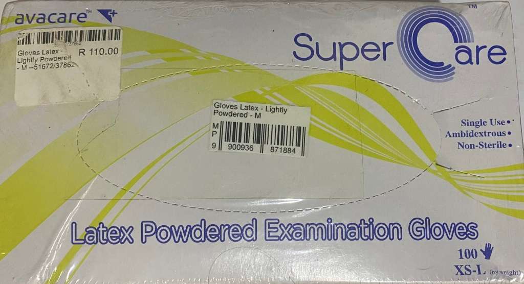 Super Care Latex Powdered Examination Gloves - Size M (Sealed)