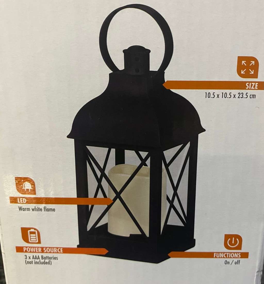 Home Quip Vintage Black Lantern Battery Operated