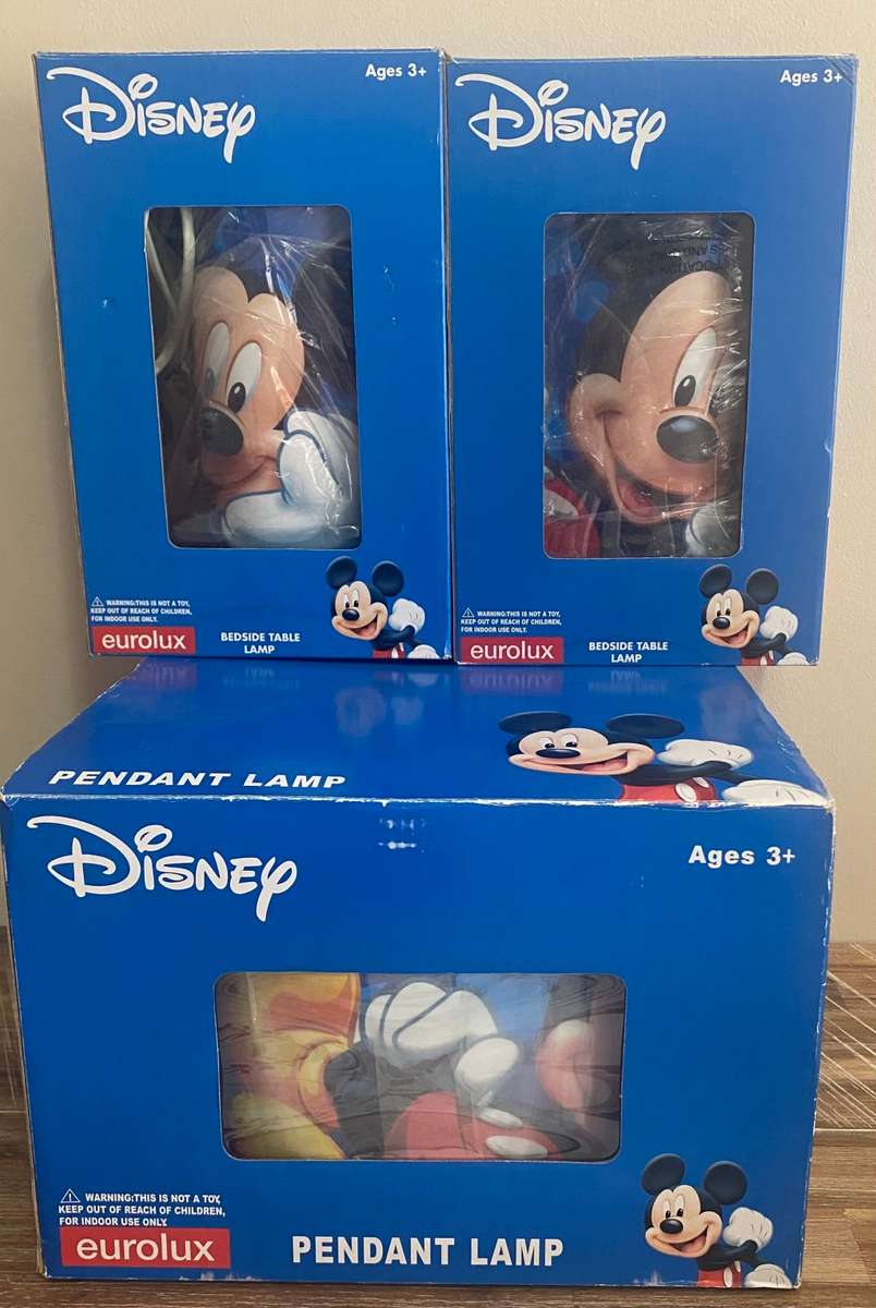 Disney Mickey Mouse Pendant Lamp + 2 Bedside Table Lamps