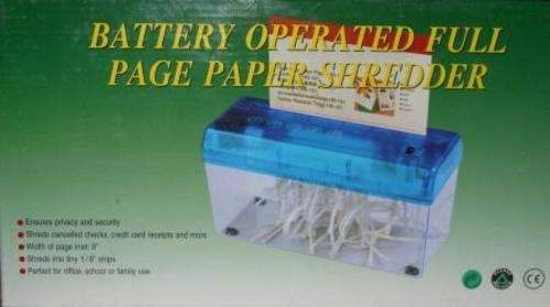 Battery Operated Full Page Paper Shredder