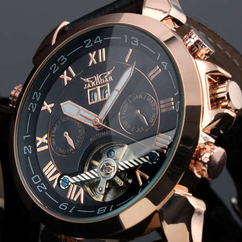 JARAGAR Luxury Tourbillon Grande Date Mechanical Gents Dress Watch "BE DIFFERENT!!"