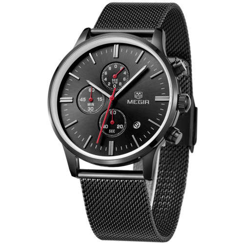 MEGIR  Speedchrono Mesh Strap Luxury Gents Quartz Dress Watch"STUNNING WATCH,BETTER PRICE!!"
