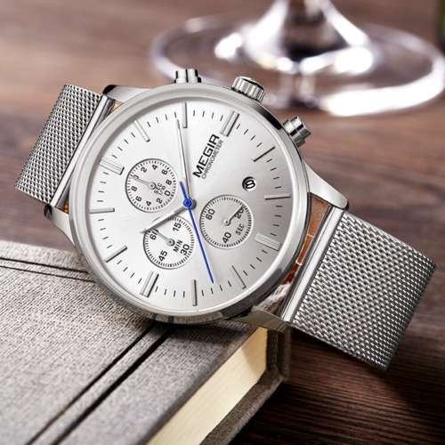 MEGIR  Speedchrono Mesh Strap Luxury Gents Quartz Dress Watch"STUNNING WATCH,BETTER PRICE!!"
