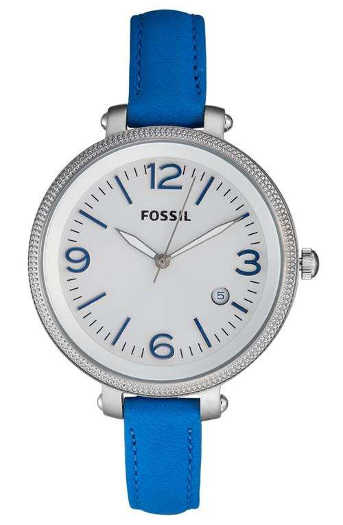 **NEW** FOSSIL Heather XL Quartz Ladies Blue Leather Watch(STUNNING TIMEPIECE!)