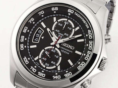 New SEIKO Sport "MIDNIGHT BLACK" Chronograph Gents Quartz Watch"GREAT LOOKING WATCH!!!"
