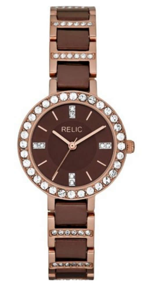 **NEW** RELIC (By FOSSIL) Kerri Glitz Analog Rose Gold/Brown Ladies Quartz Dress Watch"GREAT VALUE"