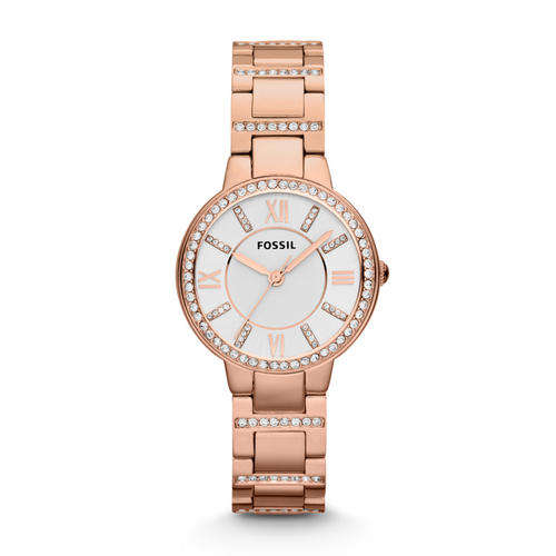 **NEW** FOSSIL Virginia Rose-Gold Crystal Quartz Ladies Watch(STUNNING TIMEPIECE!)