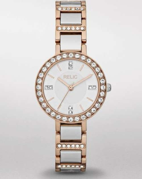 **NEW** RELIC (By FOSSIL) Kerri Glitz Analog Rose Gold/Silver Ladies Quartz Dress Watch"GREAT VALUE"
