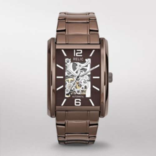 **NEW** RELIC (By FOSSIL) Allen Skeleton Automatic Brown/Copper Gents Dress Watch"GREAT VALUE"