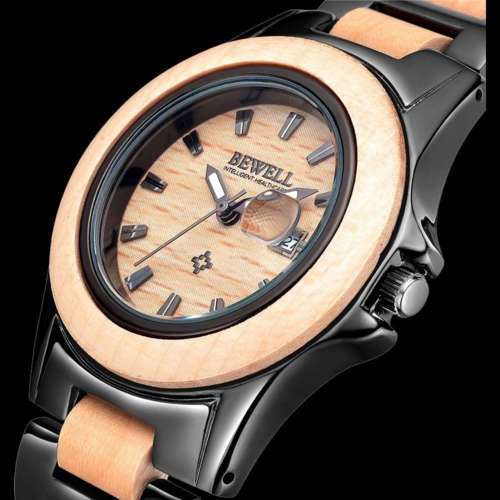 BEWELL Wood & Stainless Steel Combination Ladies Quartz Dress Watch "LIMITED EDITION!!"