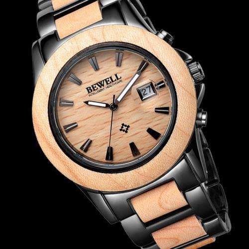 BEWELL Wood & Stainless Steel Combination Ladies Quartz Dress Watch "LIMITED EDITION!!"