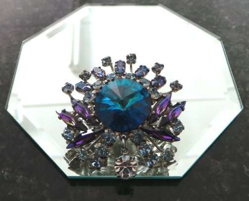 Shimmering Blue & Turqoise & Violet Brooch - Absolutely Gorgeous Piece*