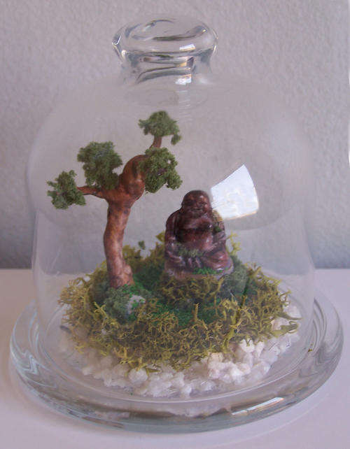 Laughing Buddha in Mini Terrarium