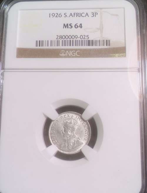 1926 3 Pence MS 64....ONLY 6 COINS BETTER!!!!!!