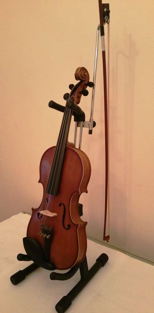 Violin + Bow + Shoulder Rest + Stand for Violin and Bow + Case + Tuner
