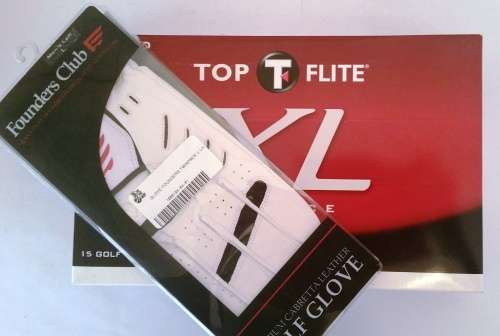 UNBEATABLE: TOP T FLITE XL BOX WITH 15 GOLF BALLS AND TWINPACK FOUNDERS CLUB GLOVES (MEN LEFT L)