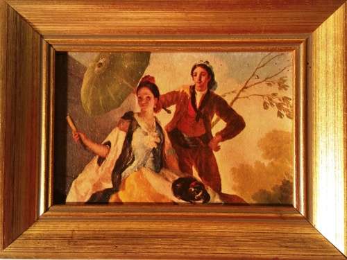 TRIO OF SMALL FRAMED SPANISH PAINTINGS BY FRANCISCO GOYA