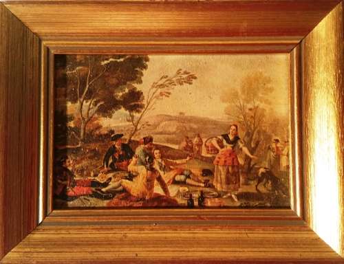 TRIO OF SMALL FRAMED SPANISH PAINTINGS BY FRANCISCO GOYA
