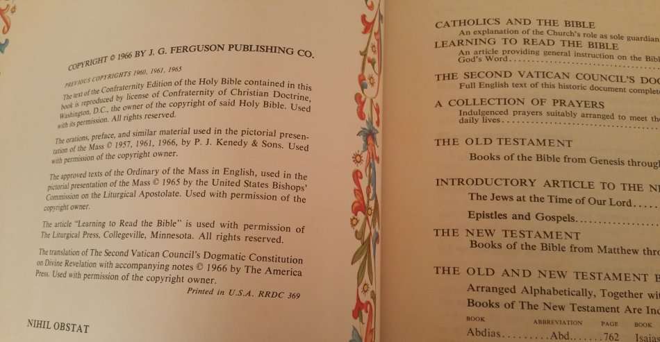 VINTAGE CATHOLIC HOLY BIBLE FROM THE CELLARS OF A CATHOLIC CHURCH - AMAZINGLY PRESERVED