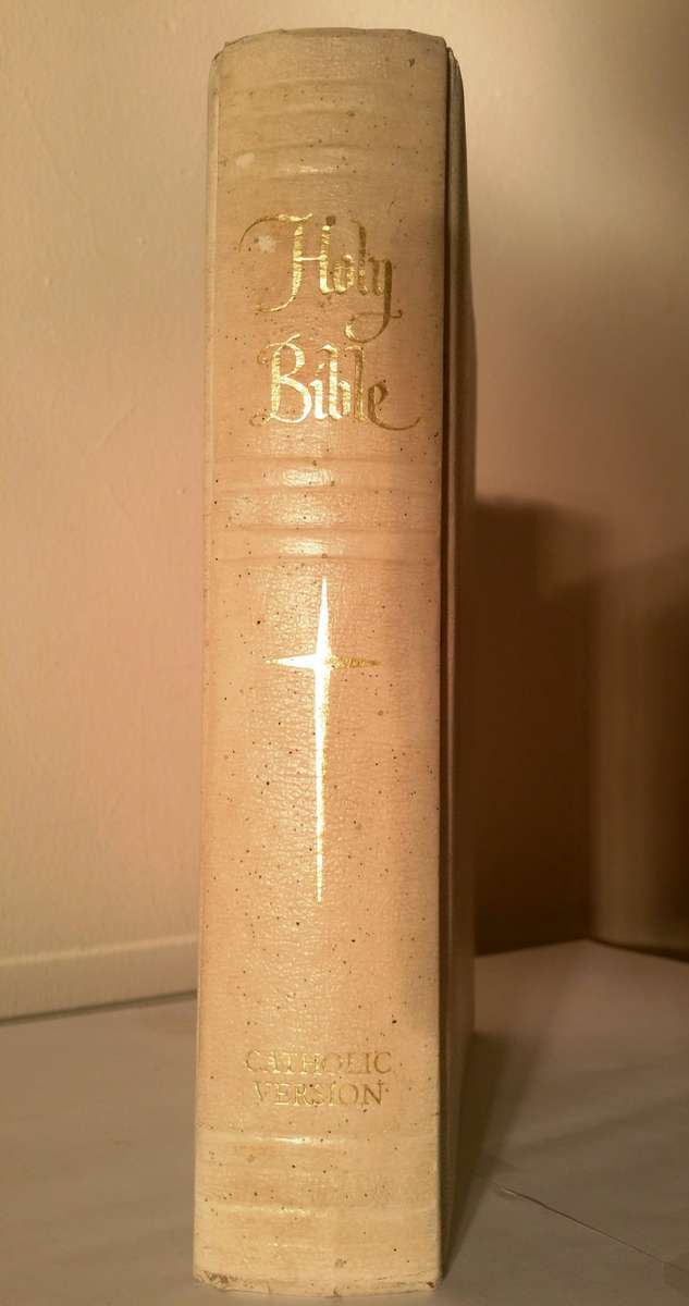 VINTAGE CATHOLIC HOLY BIBLE FROM THE CELLARS OF A CATHOLIC CHURCH - AMAZINGLY PRESERVED