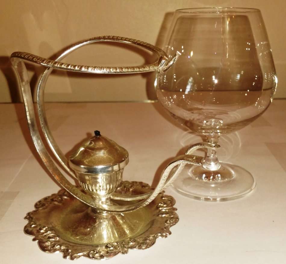 VINTAGE BRANDY / COGNAC WARMER AND ONE BOHEMIA CRYSTAL GLASS BRANDY / COGNAC SNIFTER