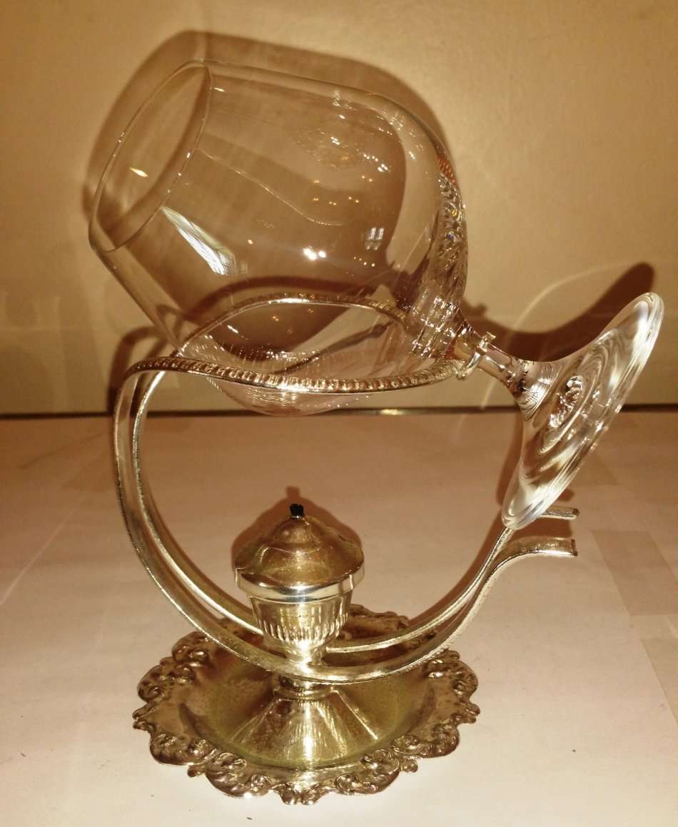 VINTAGE BRANDY / COGNAC WARMER AND ONE BOHEMIA CRYSTAL GLASS BRANDY / COGNAC SNIFTER