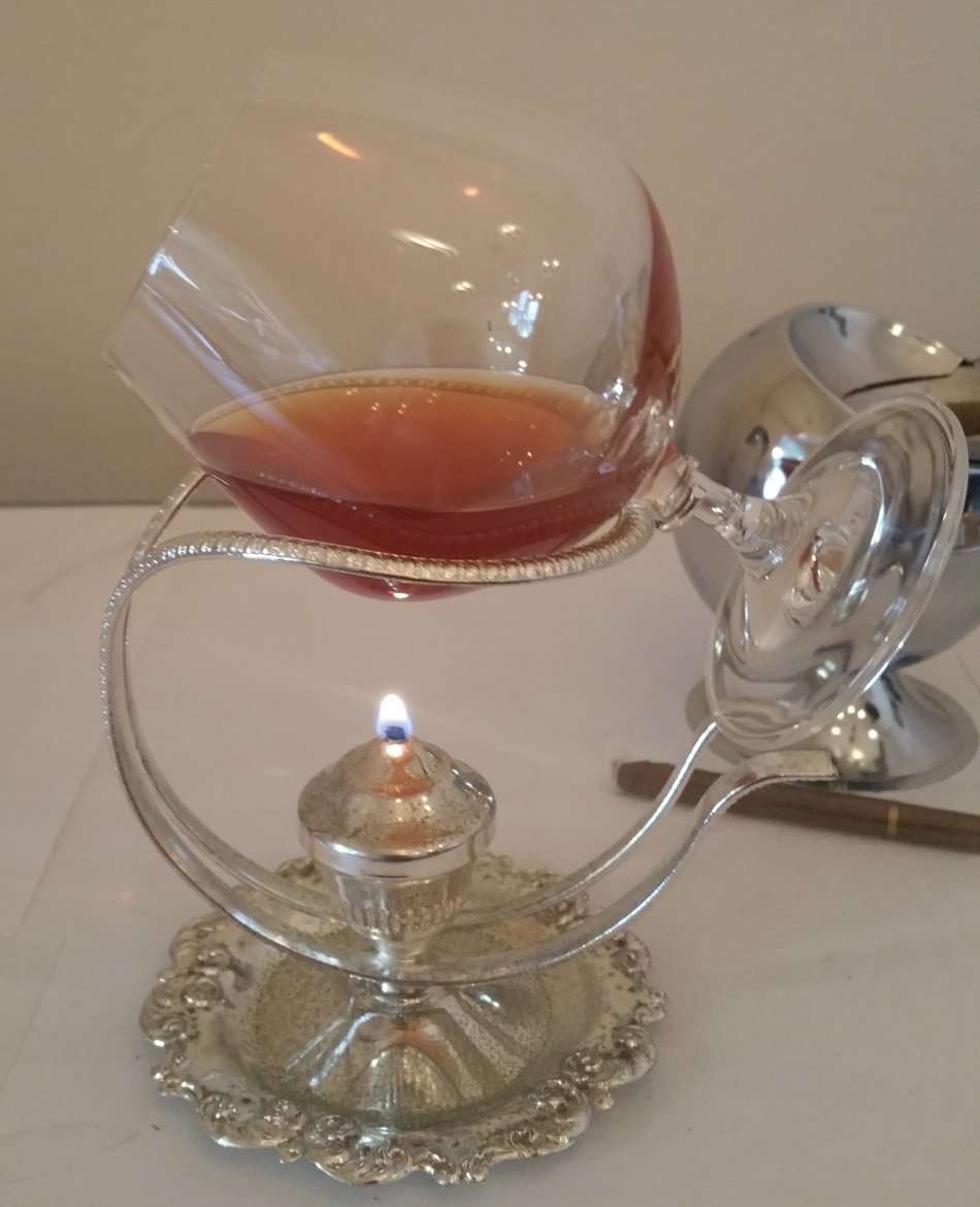 VINTAGE BRANDY / COGNAC WARMER AND ONE BOHEMIA CRYSTAL GLASS BRANDY / COGNAC SNIFTER