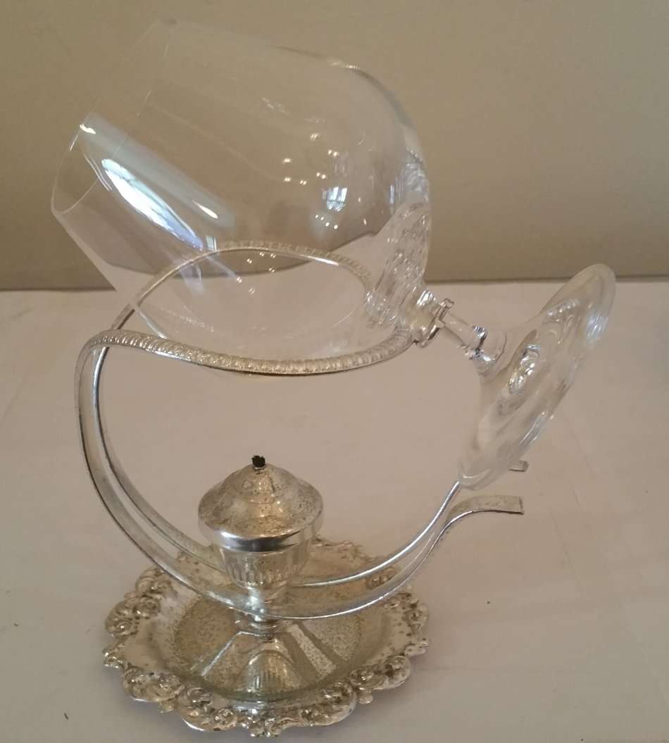 VINTAGE BRANDY / COGNAC WARMER AND ONE BOHEMIA CRYSTAL GLASS BRANDY / COGNAC SNIFTER