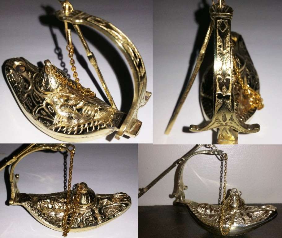 ANCIENT ROMAN BRONZE / BRASS OIL LAMP