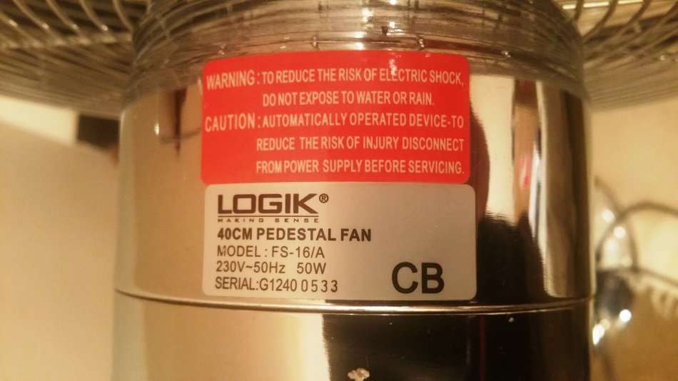 LOGIK 40cm PEDESTAL FAN - NOT WORKING - PARTS or REPAIR