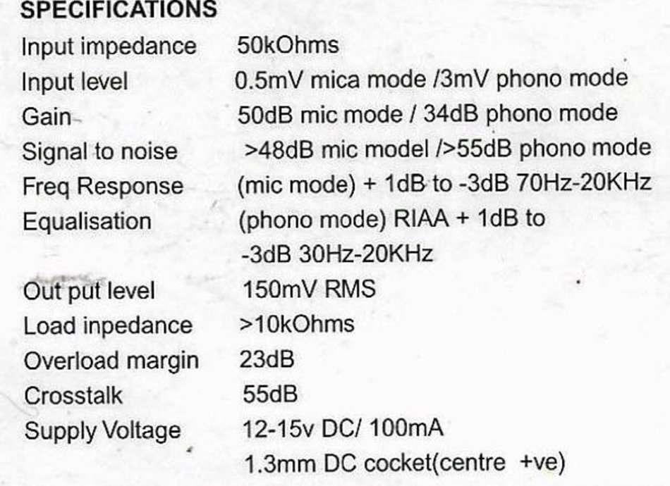 JOSEPH PHONO/MIC PRE-AMPLIFIER [MODEL: MIX-278]