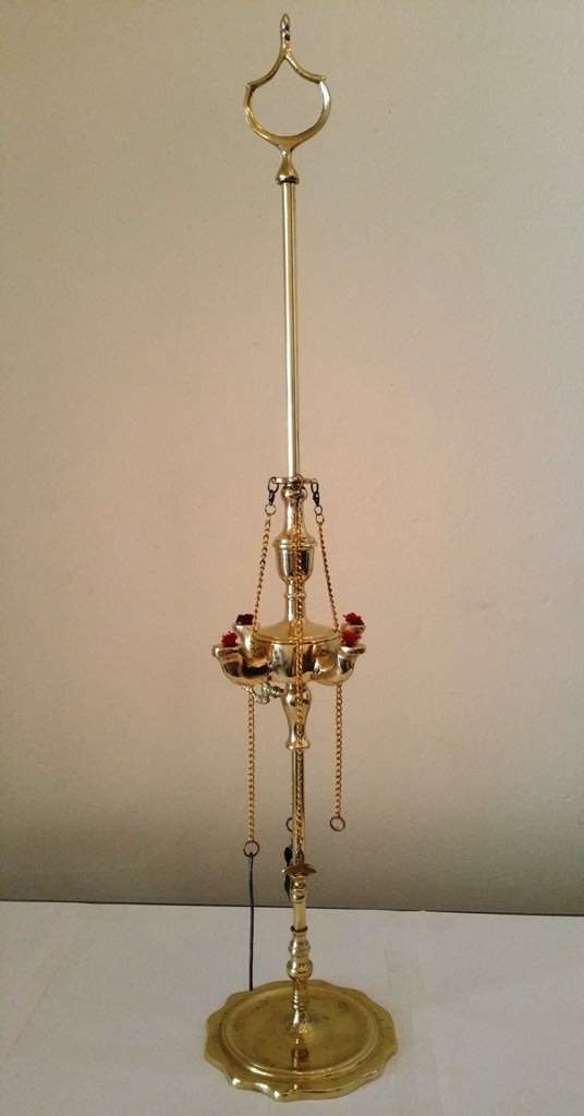 FULL SIZE SOLID BRASS WHALE OIL LAMP (LUCERNE) WITH FOUR SPOUTS **Reduced ~ Promotional**