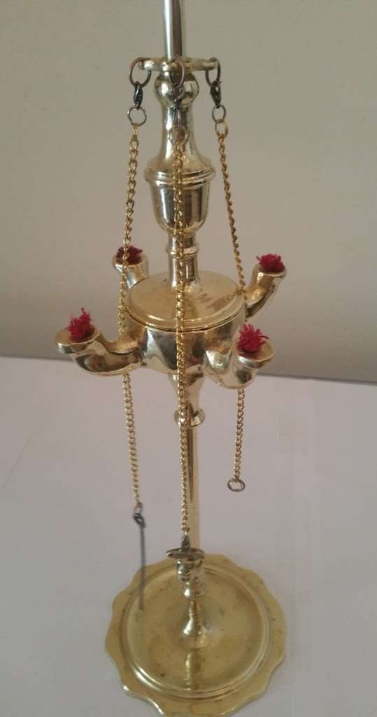 FULL SIZE SOLID BRASS WHALE OIL LAMP (LUCERNE) WITH FOUR SPOUTS **Reduced ~ Promotional**
