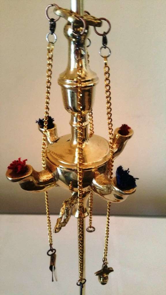 FULL SIZE SOLID BRASS WHALE OIL LAMP (LUCERNE) WITH FOUR SPOUTS **Reduced ~ Promotional**