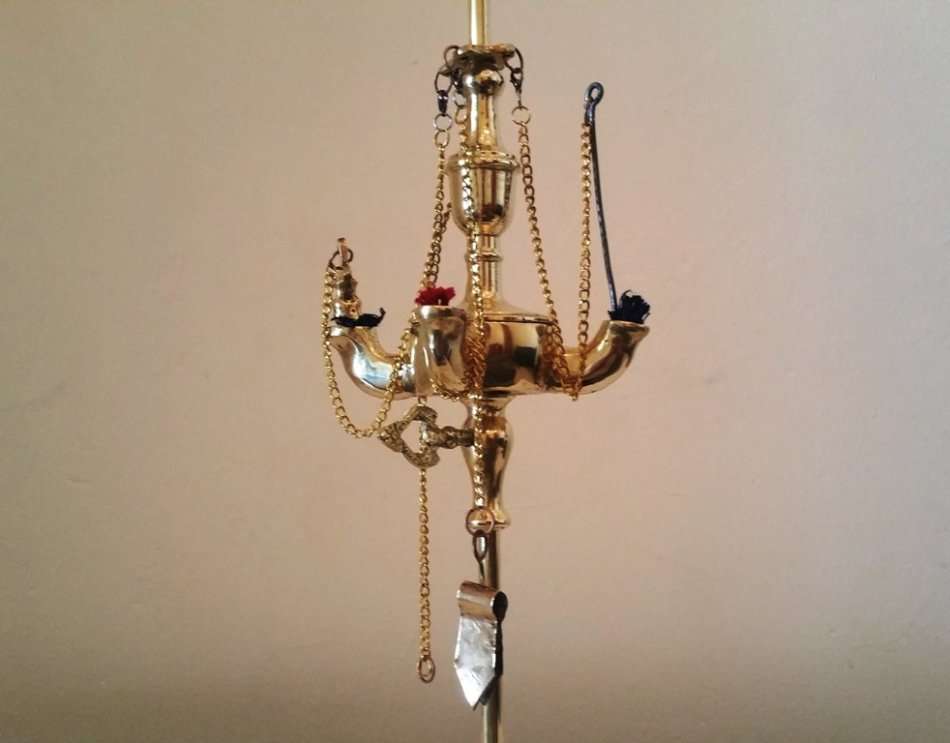 FULL SIZE SOLID BRASS WHALE OIL LAMP (LUCERNE) WITH FOUR SPOUTS **Reduced ~ Promotional**