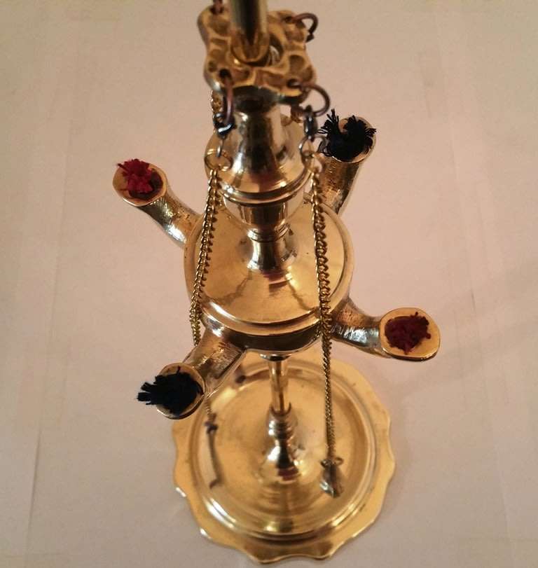 FULL SIZE SOLID BRASS WHALE OIL LAMP (LUCERNE) WITH FOUR SPOUTS **Reduced ~ Promotional**