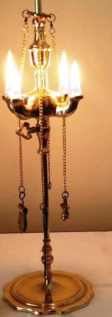 FULL SIZE SOLID BRASS WHALE OIL LAMP (LUCERNE) WITH FOUR SPOUTS **Reduced ~ Promotional**