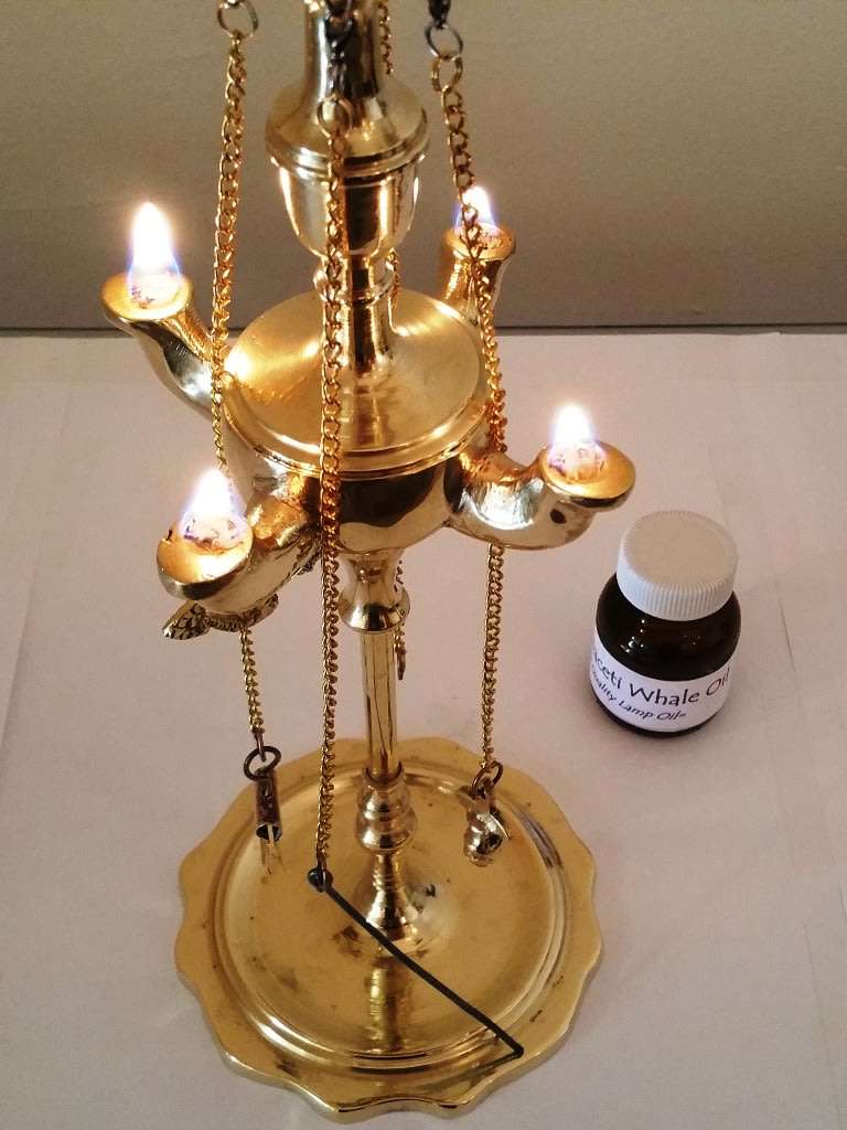 FULL SIZE SOLID BRASS WHALE OIL LAMP (LUCERNE) WITH FOUR SPOUTS **Reduced ~ Promotional**