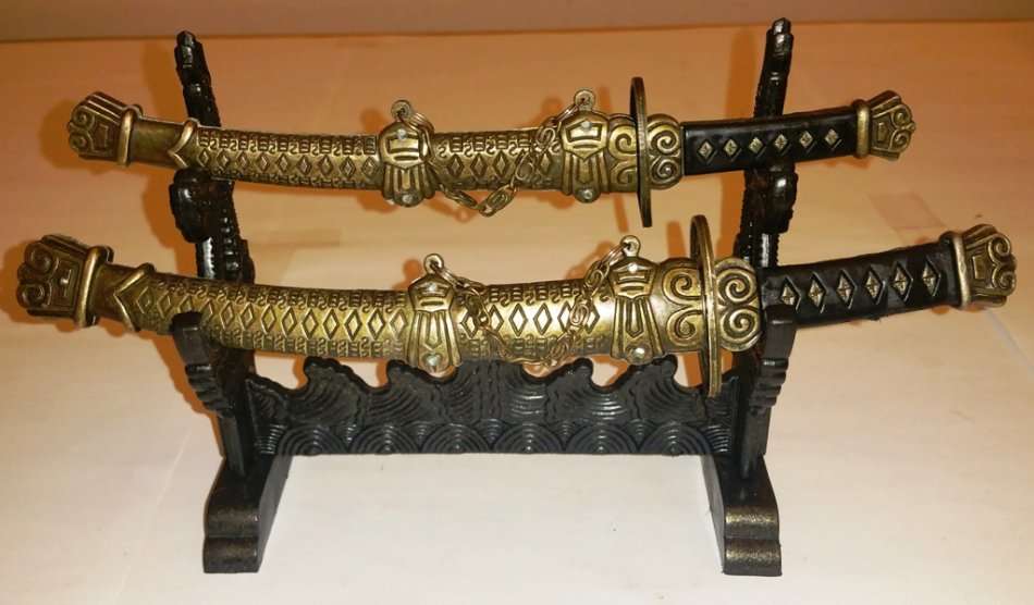 KATANA SAMURAI DOUBLE SWORD SET ~ LETTER OPENING SET