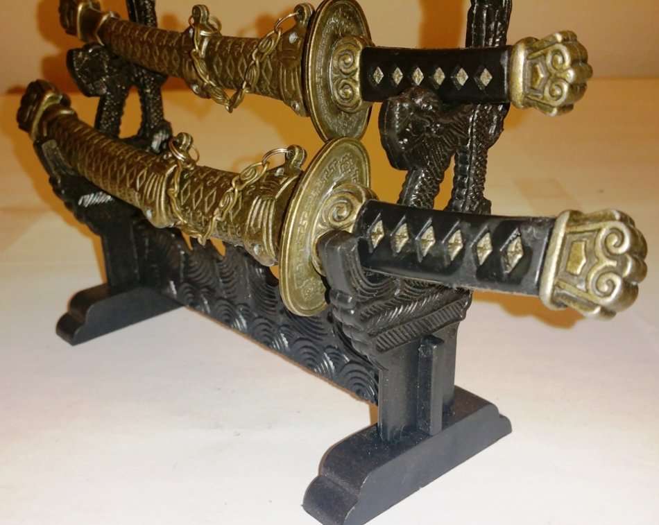 KATANA SAMURAI DOUBLE SWORD SET ~ LETTER OPENING SET