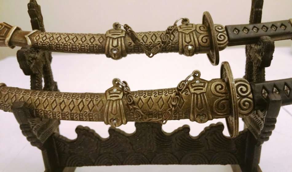 KATANA SAMURAI DOUBLE SWORD SET ~ LETTER OPENING SET