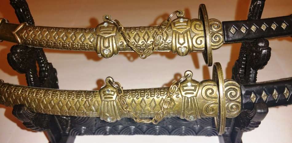 KATANA SAMURAI DOUBLE SWORD SET ~ LETTER OPENING SET