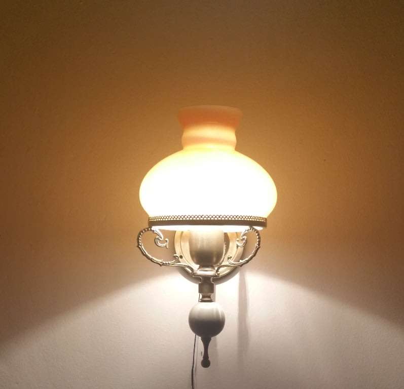 BRASS WALL SCONCE WITH AMBER COLOUR SOLID GLASS STUDENT SHADE