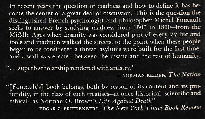 MADNESS AND CIVILIZATION [PAPERBACK] ~ MICHEL FOUCAULT