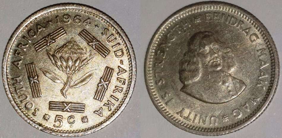 5 CENTS RSA REPUBLIC ~ 1964 [B]