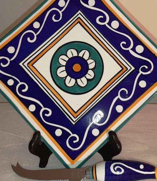 CHEESE SERVER BOARD WITH CHEESE KNIFE ~ LIVING ART ~ SAFI