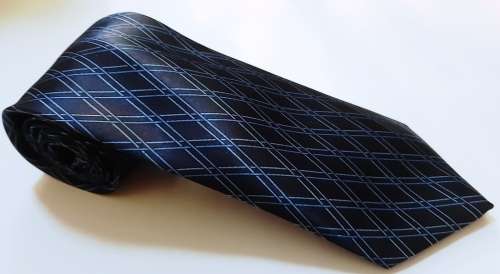 DARK BLUE WITH DOUBLE LIGHT STRIPES IN DIAMOND SHAPE MENS TIE