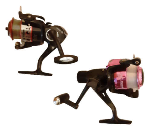 TWO PIONEER FISHING REELS ~ STANDARD CONVENTIONAL: MUSTANG and PINK COMBO